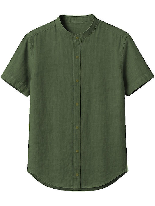 Short-sleeved Linen Shirt Khaki