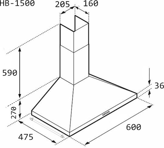 Hausberg Απορροφητήρας Καμινάδα 60cm Μπεζ