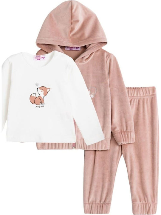 Kids' Set with Pants Winter 3pcs Pink