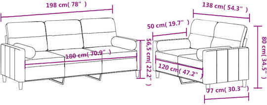 Living Room Furniture Set 3-Seater & Armchair Beige