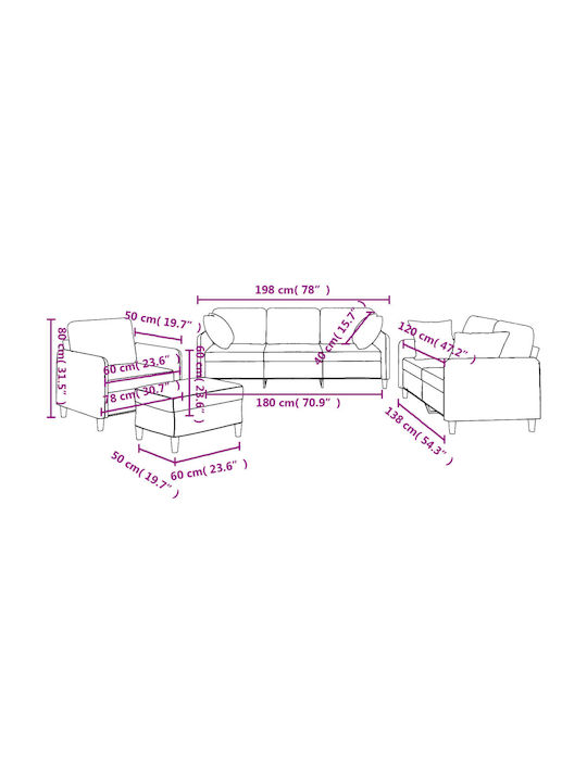 Σετ Σαλονιού 3-Sitzer & 2-Sitzer & Sessel & Hocker