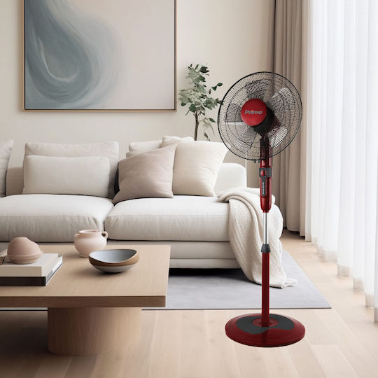 Primo PRSF-80503 Ανεμιστήρας Ορθοστάτης 60W Διαμέτρου 40cm Κόκκινος
