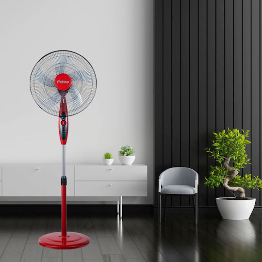 Primo Prsf-80643 Ανεμιστήρας Ορθοστάτης 50W Διαμέτρου 45cm Κόκκινος