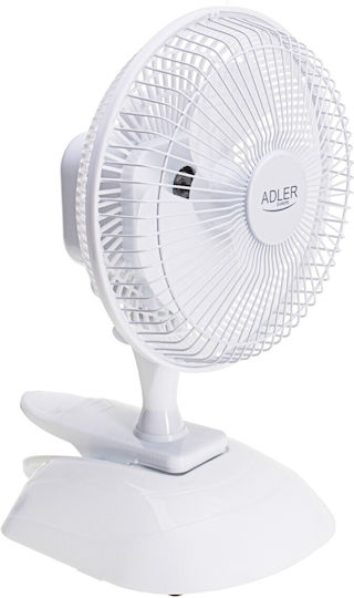 Adler Ad 7317 Clip Fan 15W 15cm Diameter White