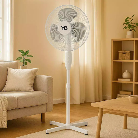 Hausberg Ανεμιστήρας Ορθοστάτης 55W Διαμέτρου 40.64cm Λευκός