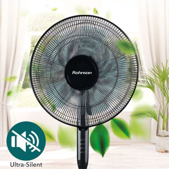 Rohnson Ανεμιστήρας Ορθοστάτης 45W Διαμέτρου 40cm Μαύρος