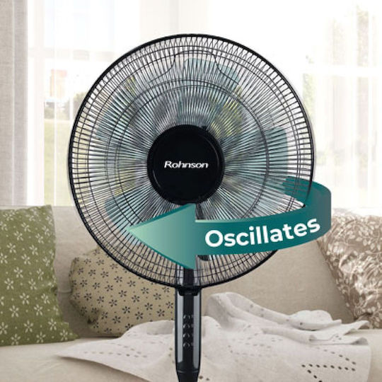 Rohnson Ανεμιστήρας Ορθοστάτης 45W Διαμέτρου 40cm Μαύρος