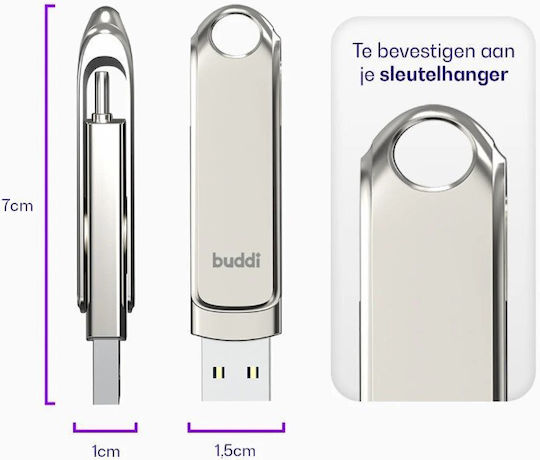 Buddi 512GB USB 3.1 Stick Γκρι