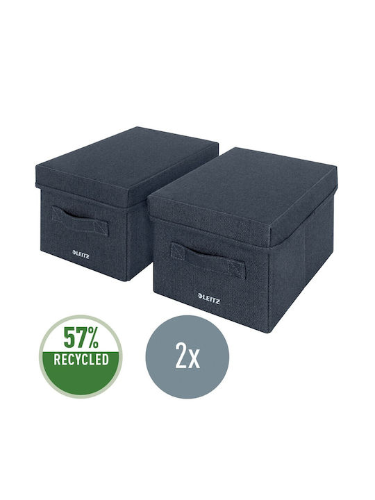 Leitz Fabric Storage Box with Lid Gray 2pcs