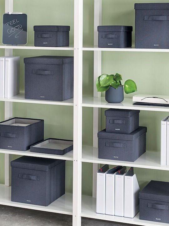 Leitz Fabric Storage Box with Lid Gray 2pcs