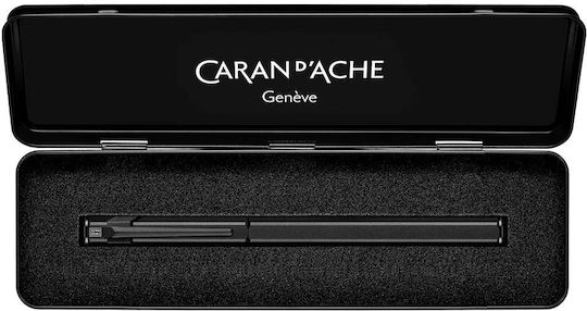 Caran D'ache Πένα Γραφής Fine Μαύρη από Αλουμίνιο με Μαύρο Μελάνι