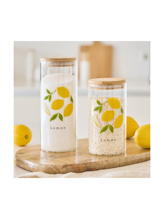 Vase General Use with Airtight Lid Glass Transparent 1150ml