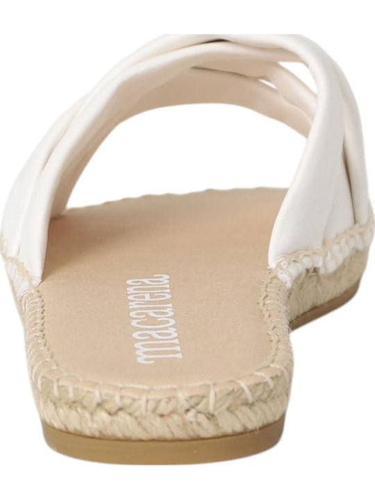Leather Women's Flat Sandals in White Color
