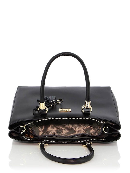 Leather Women's Bag Tote Handbag Black / Gold