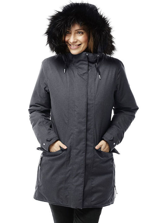 Women's Lifestyle Jacket for Winter with Hood Gray