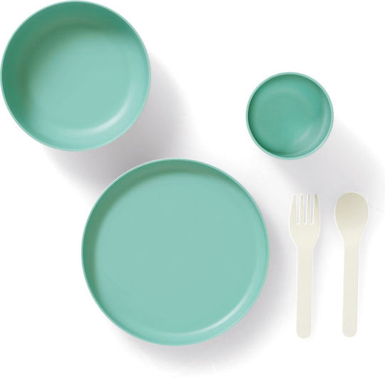 Feeding Set made of Plastic Turquoise 5pcs for 6+ months