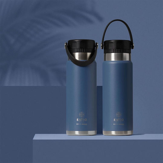 Estia Travel Chug Save the Aegean Bottle Thermos Stainless Steel 750ml Estia Travel Chug Save Aegean Denim Blue with Loop