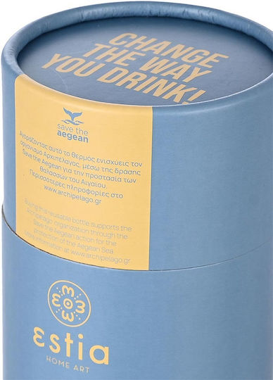 Estia Travel Chug Save the Aegean Bottle Thermos Stainless Steel 750ml Estia Travel Chug Save Aegean Denim Blue with Loop