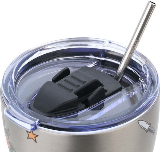 Estia Coffee Mug Save the Aegean Recyclable Thermos Stainless Steel BPA Free 350ml Old School Ink with Straw