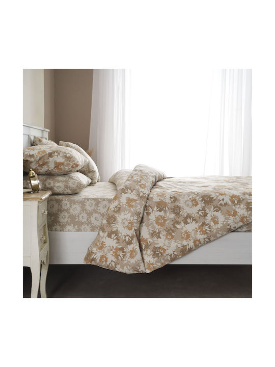 Charalambidis Textiles Χρυσάνθεμο Σετ Μαξιλαροθήκες Μπεζ 52x72εκ.
