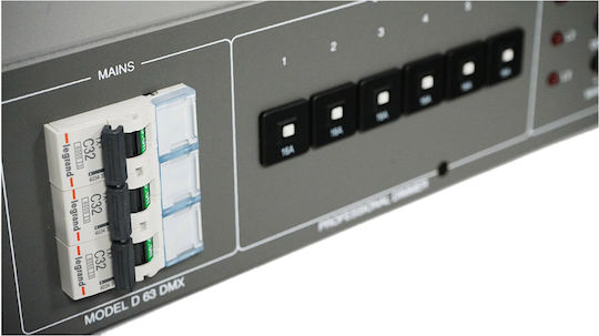 Atel Lights D63 DMX Dimmer για Κονσόλα Φωτισμού με 6 Κανάλια Ελέγχου / 1 Είσοδο XLR με Τοποθέτηση Rack