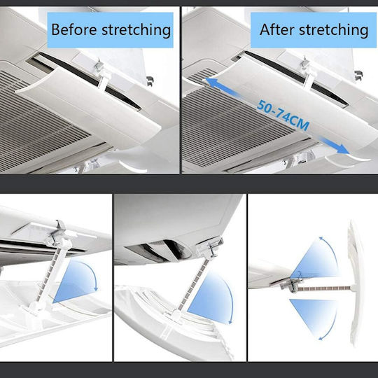 Air Conditioner Airflow Guide 50-74cm X 17cm Self-Adhesive Base White