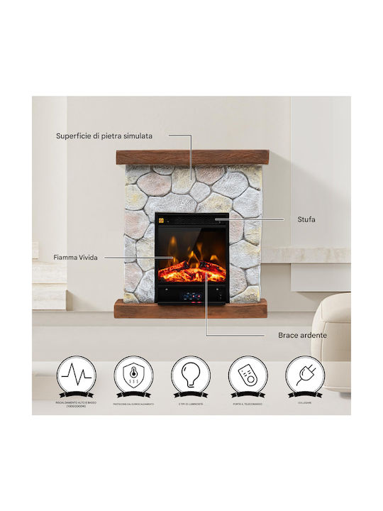 Bakaji Wall Mounted Electric Fireplace 2000W 60x23cm