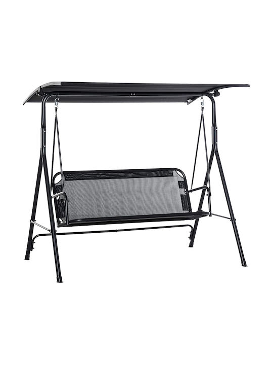 Κούνια με Βάση 3 Θέσεων Μεταλλική Μ172xΠ110xΥ155cm Μαύρη