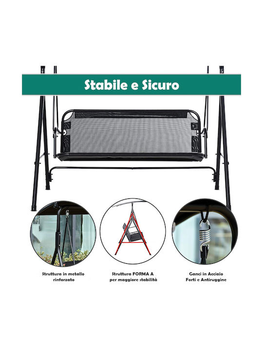 Metallic Swing Black with 270kg Maximum Weight Capacity L172xW110xH155cm