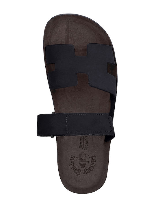 Bianca Leather Women's Flat Sandals Anatomic in Black Color