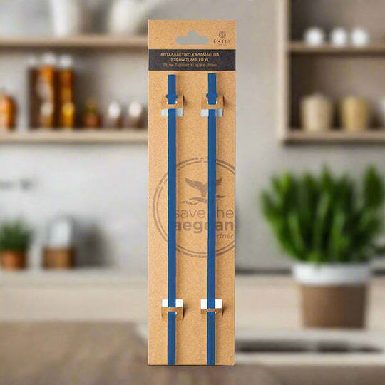 Estia Straw Tumbler XL Strohhalm für Thermos 900ml aus Kunststoff Denim Blau 2 Stück Blau