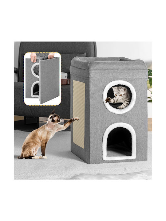 Bakaji Scratching Post Cat Trees Gray 3 levels 41x41x63cm