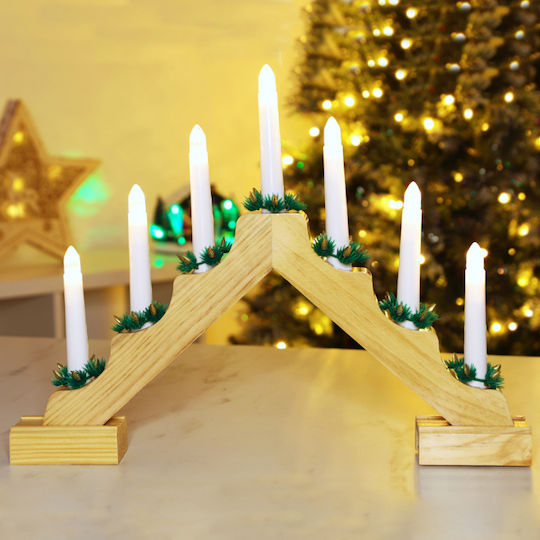 Bakaji Christmas Wood Candlestick 39.2x29.3cm