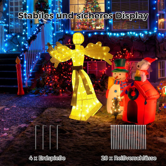 Costway Costway Illuminated Christmas Angel 100 LED Lights 3D Decorative Angel Figure Cm24919de