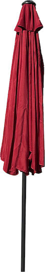 Circular Garden Umbrella Burgundy Metal Frame Diameter 2.7m