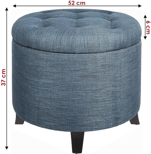 Wooden Footstool with Storage Space Blue 43x51x51cm
