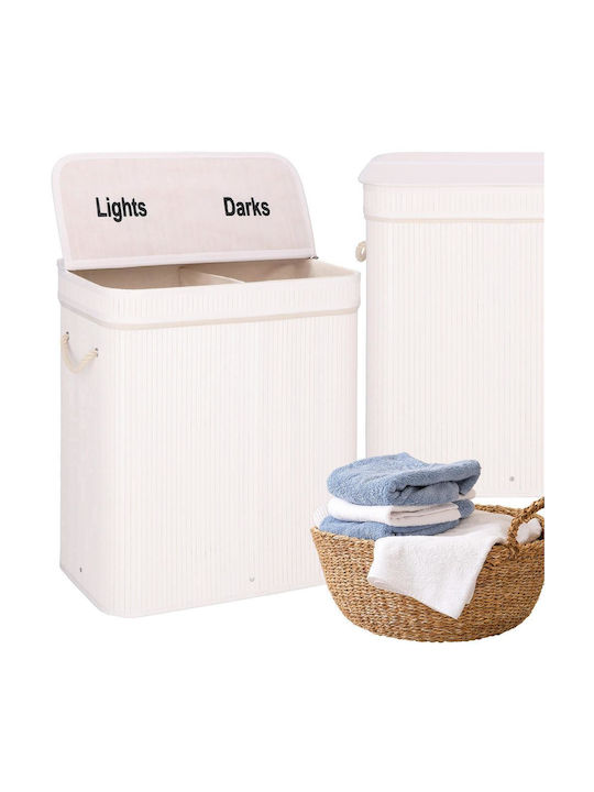 Coș de rufe Bambus cu capac 54x35x60cm Alb Coș de rufe Bambus cu capac 54x35x60cm Alb