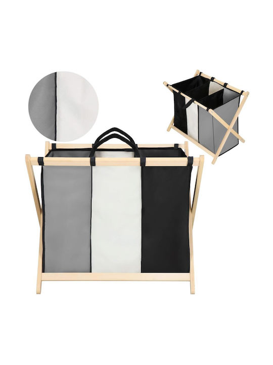 Coș De Rufe Din Lemn Pliabil 105lt 67x43x55cm Negru