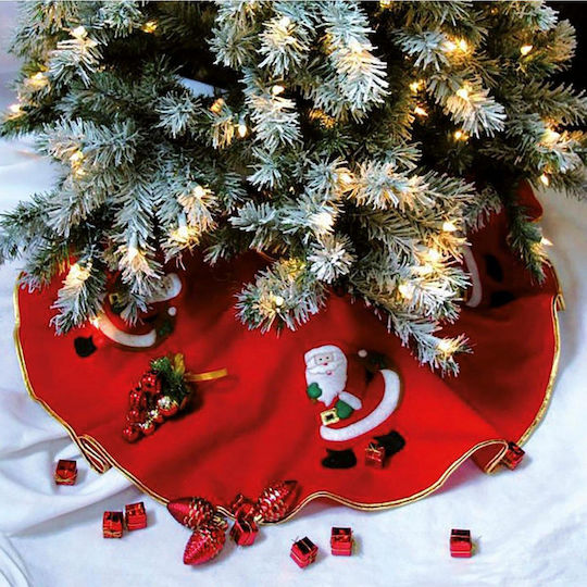 Weihnachtsbaumrock aus Jute Rot Ψάθινη Φ90εκ.