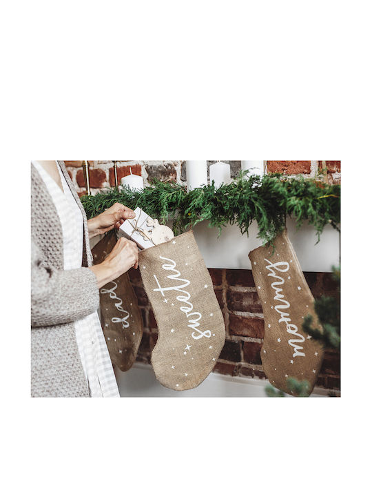 Weihnachtliche Dekorative Socke mit Aufschrift L23xB23xH39.5cm. Beige