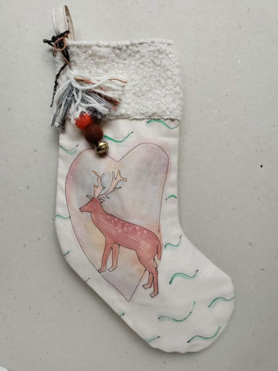 Weihnachtliche Dekorative Socke mit Τάρανδο Weiß