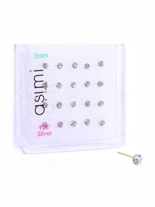 Asimi Body Piercing Σκουλαρίκι Μύτης από Επιχρυσωμένο Ασήμι Λευκό