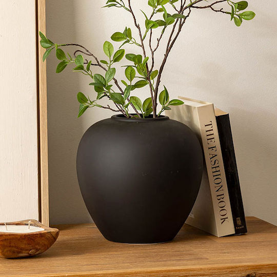 Atmosphera Διακοσμητικό Βάζο Κεραμικό Rily Μαύρο Φ22xΥ22cm