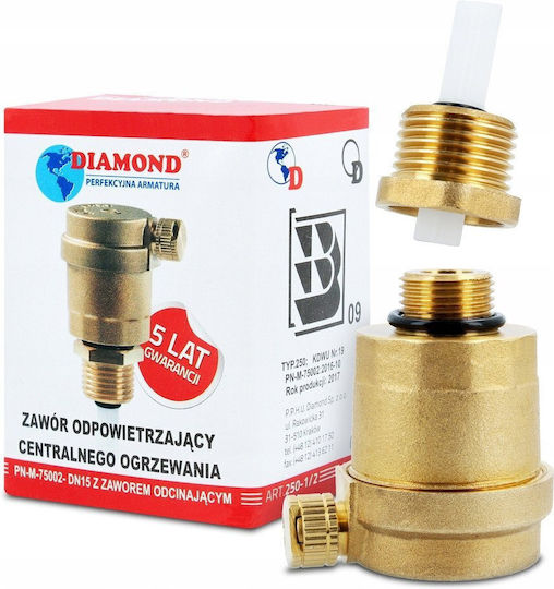 Diamond Automatic Air Vent Valve Shut-off Valve 1/2" Art.250-15