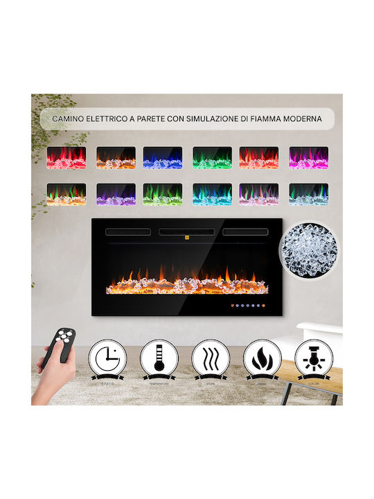 Bakaji Livigno Wall Mounted Electric Fireplace 900W 91.4x12cm