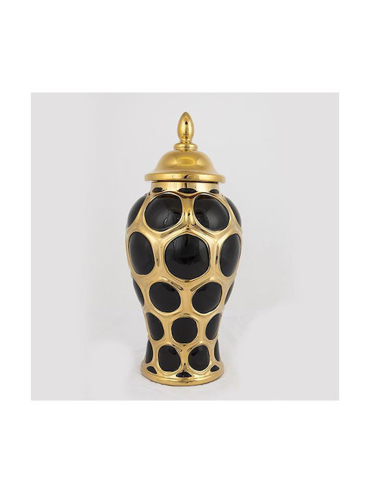 Estheti Home Βάζο Κεραμικό Μαύρο Χρυσό Φ16x33.8cm 752-20014