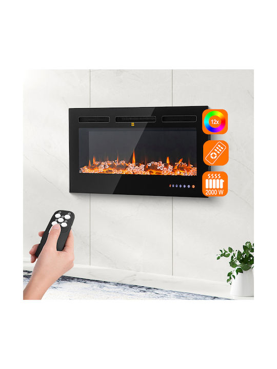 Bakaji Livigno Wall Mounted Electric Fireplace 900W 91.4x12cm