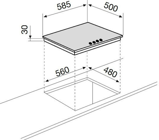 Glemgas Natural Gas Cooktop Autonomous 58.5x50εκ.