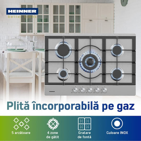 Heinner Gaskochfeld Autonom 75x51εκ. Silber