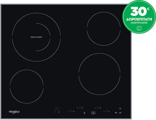 Whirlpool Κεραμική Εστία με Πλαίσιο Αυτόνομη με Λειτουργία Κλειδώματος 59x51εκ.